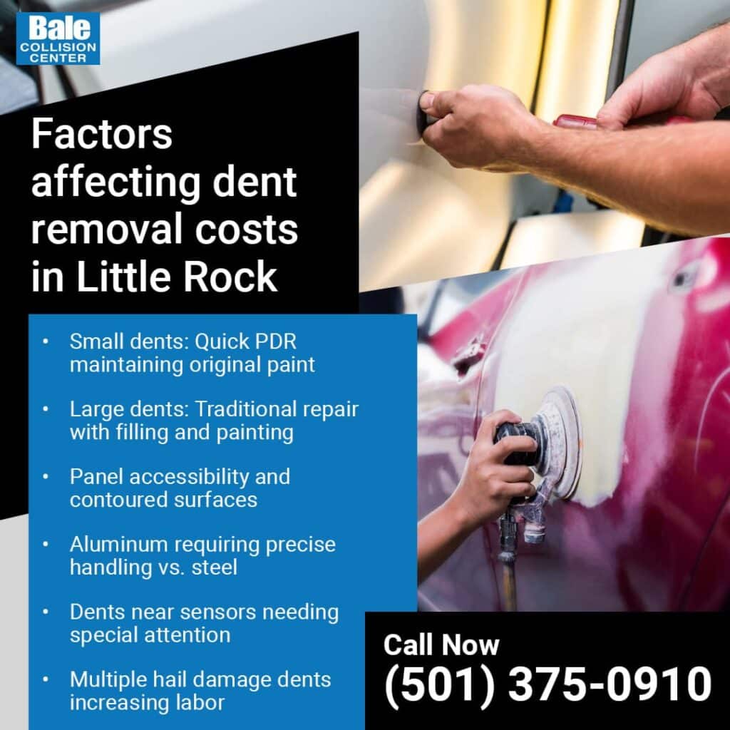 Factors affecting dent removal costs in Little Rock