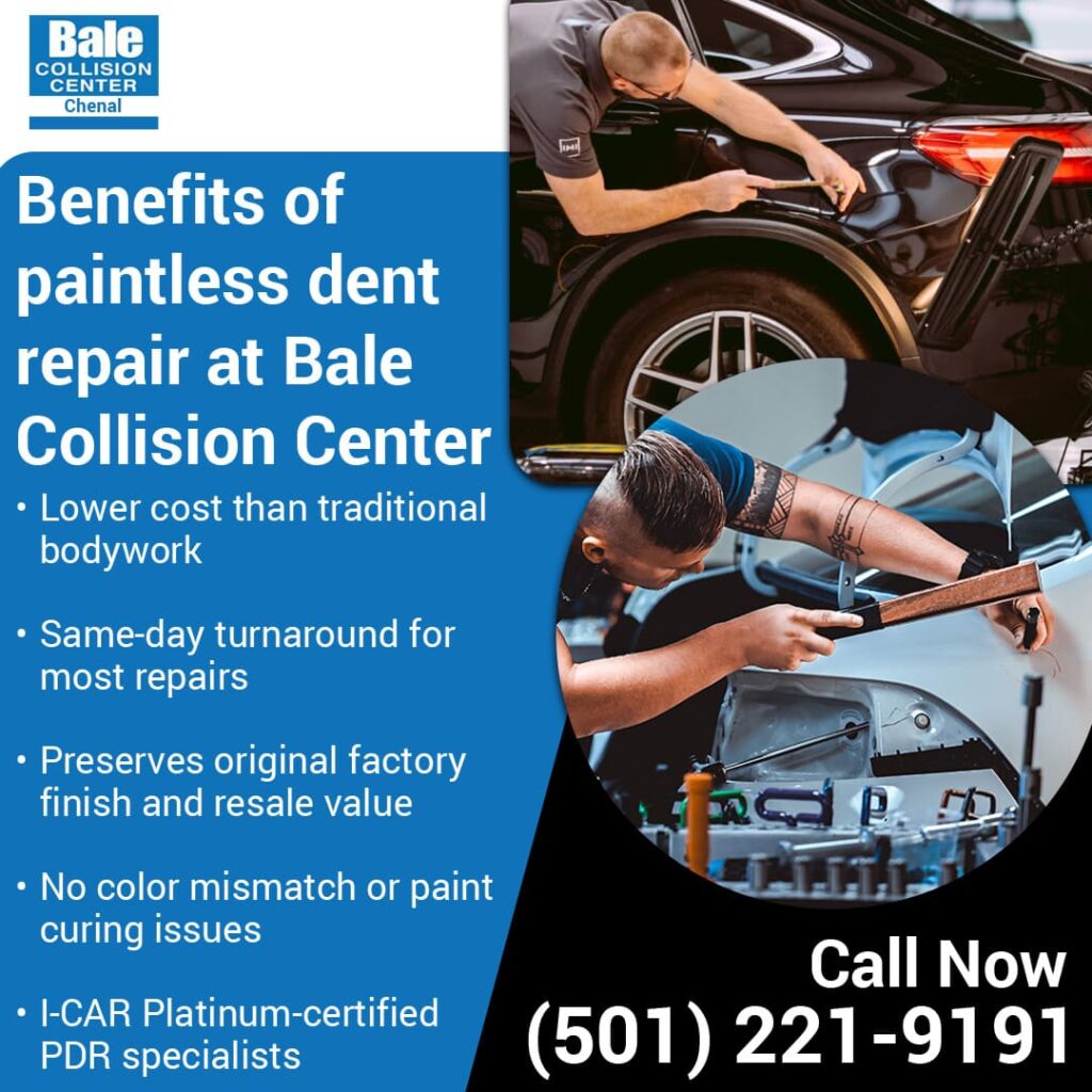 Paintless dent repair at Bale Collision Center